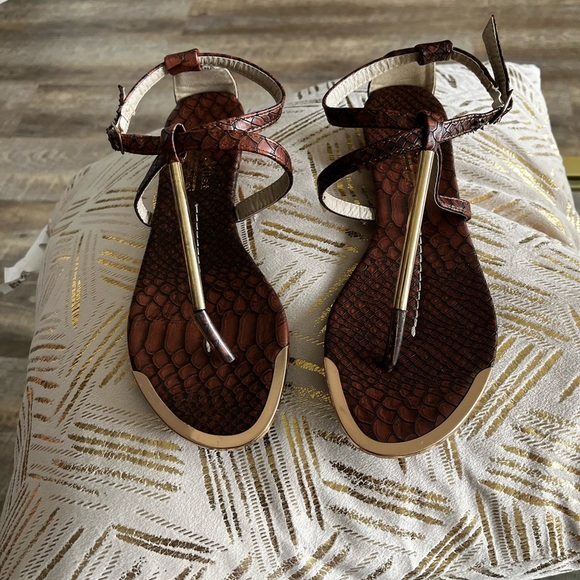 Brown Textured Sandals - Picture 1 of 6